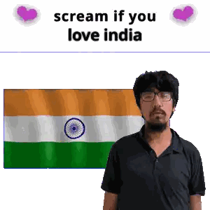 Man With Glasses Sings Scream For India Sticker