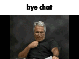 Man With Glasses Sitting At Table With Bye Chat GIF