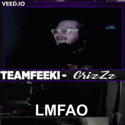 Man With Glasses Smiling In Front Of Teamfeeki Grizz Screen GIF