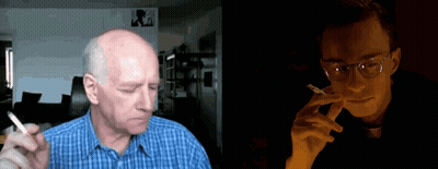 Man With Glasses Smoking Cigarette GIF