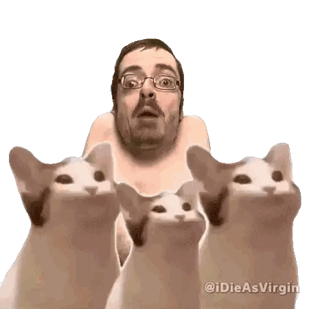 Man With Glasses Surrounded By Cats Sticker