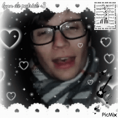 Man With Glasses Surrounded By Hearts And Music Notes GIF