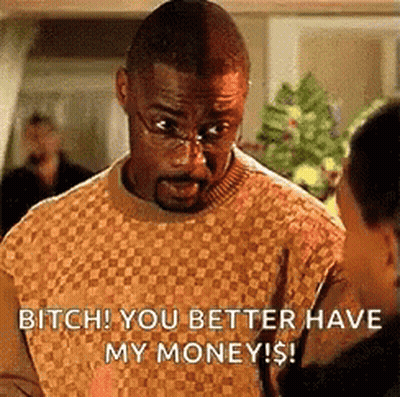 Man With Glasses Talking To Woman Says Bitch You Better Have My Money GIF