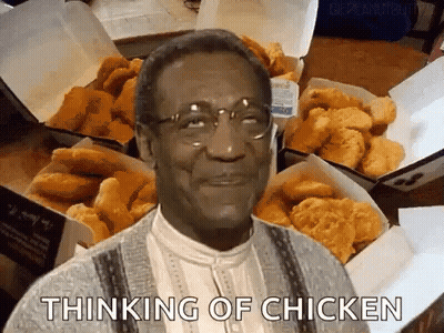 Man With Glasses Thinking Of Chicken GIF