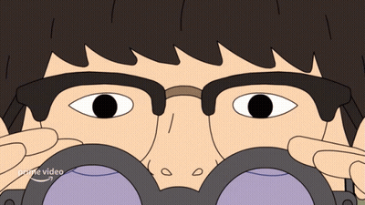 Man With Glasses Using Binoculars Arrow To Prime Video GIF