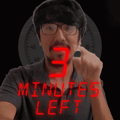 Man With Glasses Wearing Shirt Saying Minutes Left GIF