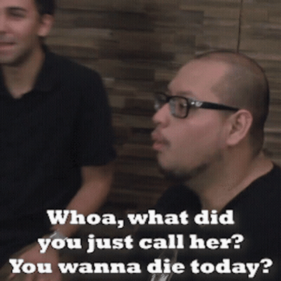 Man With Glasses Whoa What Did You Just Call Her GIF