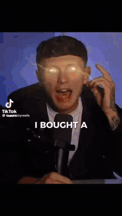 Man With Glowing Eyes At Microphone Saying Property In Egypt GIF