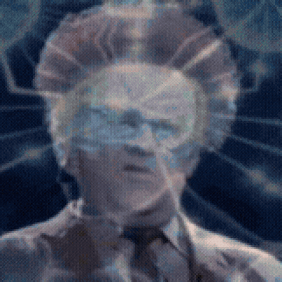 Man With Glowing Head And Tie GIF
