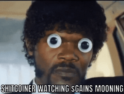 Man With Googly Eyes Shitcoiner Watching Sgains Mooning GIF