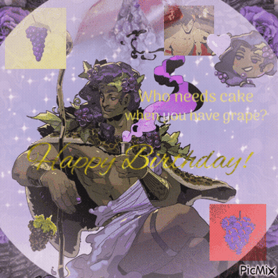 Man With Grapes On Head Happy Birthday GIF