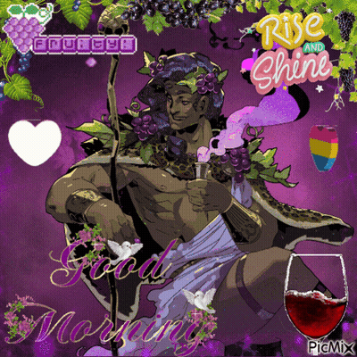 Man With Grapes On Head Says Rise And Shine GIF