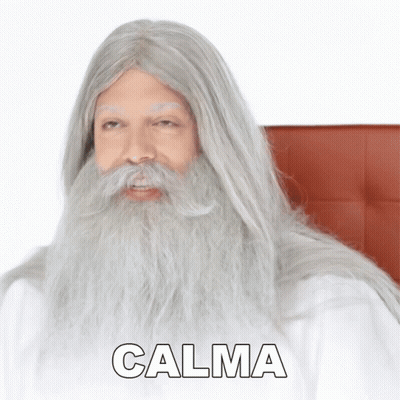 Man With Gray Beard And Mustache Saying Calma GIF