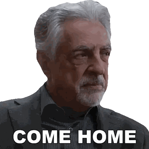 Man With Gray Hair And Beard Saying Come Home Sticker