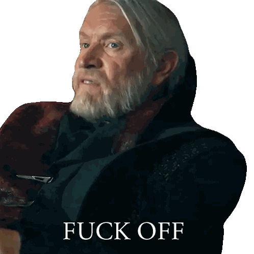 Man With Gray Hair And Beard Saying Fuck Off Sticker