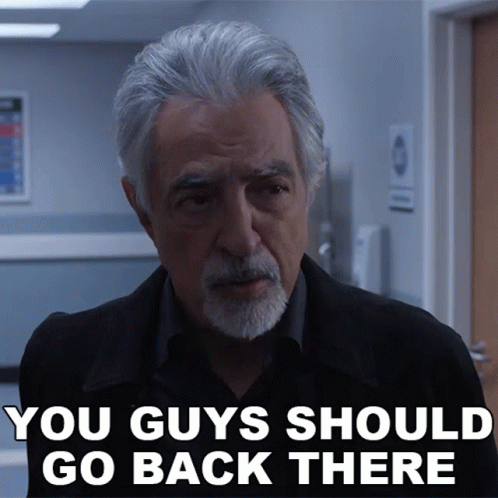Man With Gray Hair And Beard Says You Guys Should Go Back There GIF