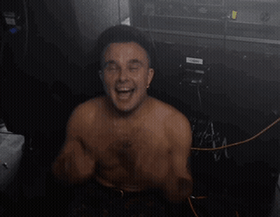 Man With Gray Hair Funny Face Hand Up GIF