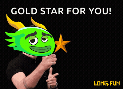 Man With Green Face And Yellow Horns Holding Gold Star For You GIF