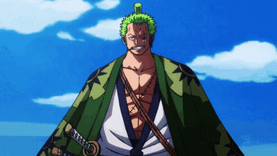 Man With Green Hair And Sword On Shoulder GIF