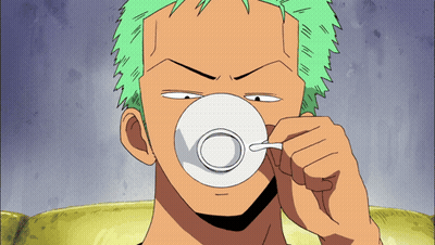Man With Green Hair Drinking From White Cup GIF