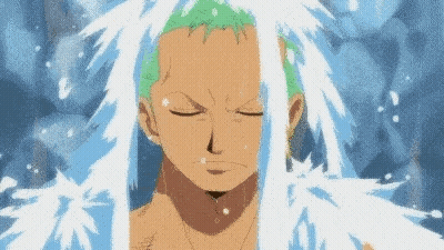 Man With Green Hair Eyes Closed By Stream GIF