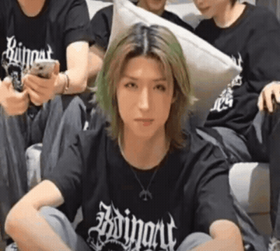 Man With Green Hair In Boingart Black Shirt GIF