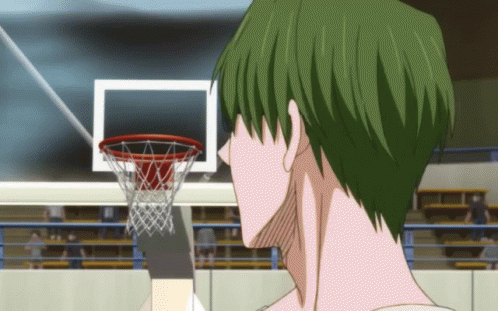 Man With Green Hair Looking At Basketball Net GIF
