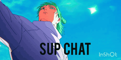 Man With Green Hair Looking Up Saying Sup Chat GIF
