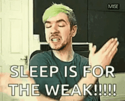 Man With Green Hair Saying Sleep Is For The Weak GIF