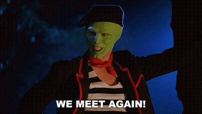 Man With Green Mask And Beret Says We Meet Again GIF
