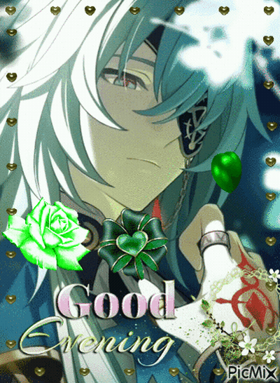Man With Green Rose Saying Good Evening GIF