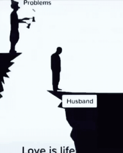 Man With Gun And Woman On Cliff Saying Husband Winston GIF