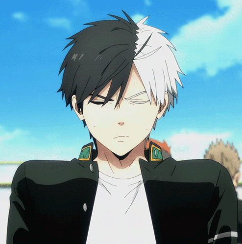 Man With Half Black Half White Hair Making Face GIF