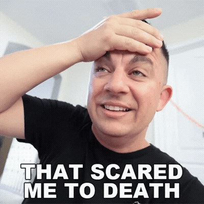 Man With Hand On Forehead Saying That Scared Me To Death GIF