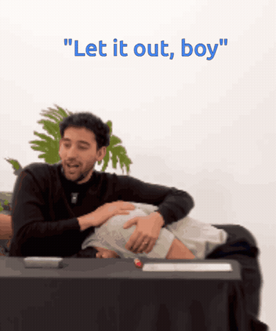 Man With Hand On Stomach Let It Out Boy GIF