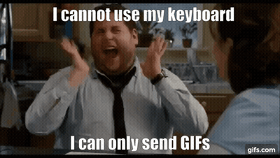 Man With Hands In Air Saying I Cannot Use My Keyboard I Can Only Send Gifs GIF