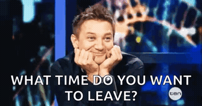 Man With Hands On Face Saying What Time Do You Want To Leave GIF
