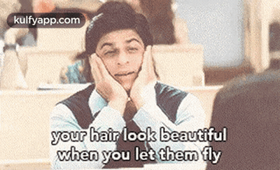 Man With Hands On Face Your Hair Look Beautiful When You Let Them F GIF