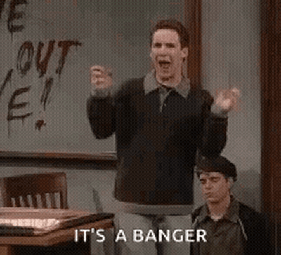 Man With Hands Up At Blackboard GIF