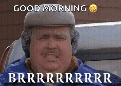 Man With Hat And Ear Muffs Says Good Morning Brrr GIF