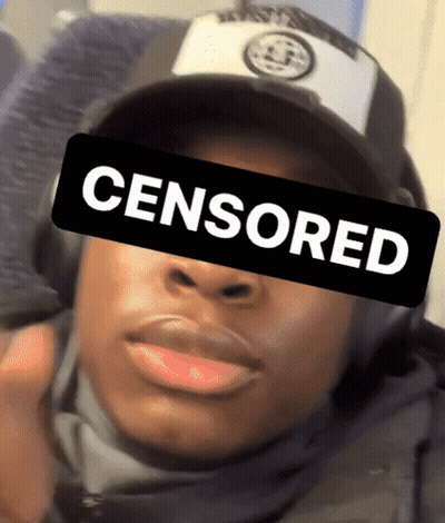 Man With Hat and Headphones and Censored Face