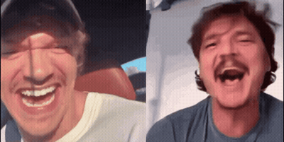 Man With Hat And Mustache Laughing GIF