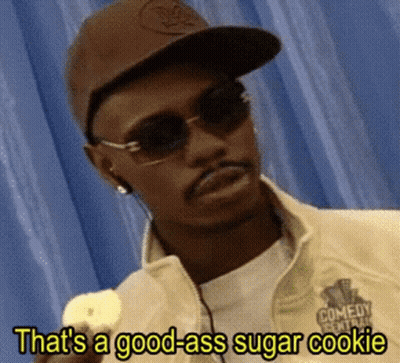 Man With Hat And Sunglasses Says That's A Good-Ass Sugar Cookie GIF