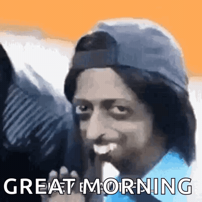 Man With Hat Blue Shirt Funny Great Morning GIF