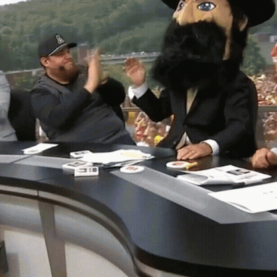 Man With Hat Letter B At Desk GIF