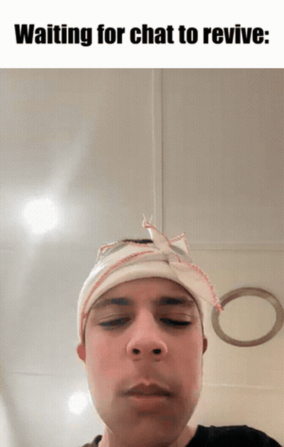 Man With Head Bandage Waiting For Chat GIF