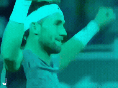 Man With Headband And Wristbands Raising Arms Tennis GIF