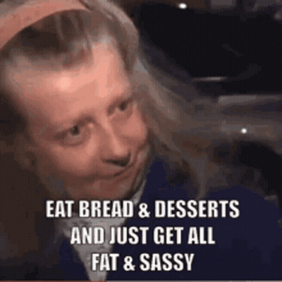 Man With Headband Getting Fat And Sassy GIF