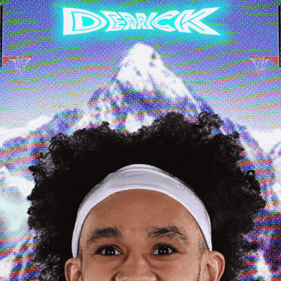 Man With Headband In Front Of Mountain Saying Derrick GIF