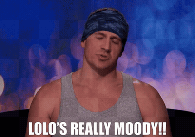 Man With Headband Saying Lolo's Really Moody GIF